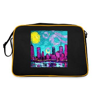 New York city van gogh - Retro Bag - black/gold - Back