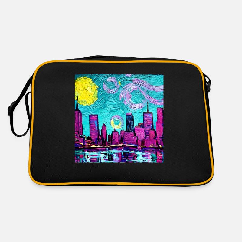 New York City Van Gogh - Retro Tasche - Schwarz/Gold