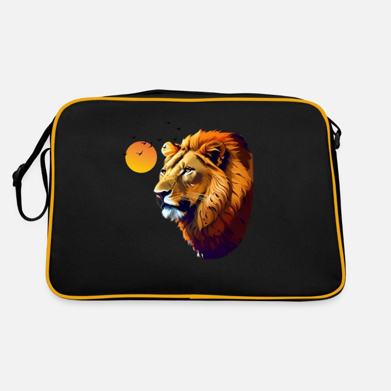 Löwe - Retro Tasche - Schwarz/Gold