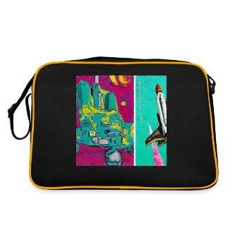 Space Shuttle Van Gogh - Retro Tasche - Schwarz/Gold - Hinten