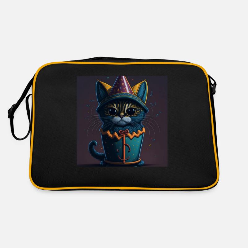 Katze mit Geburtstagshut Retro Tasche