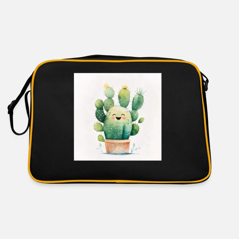 Happy Cactus Watercolor Retro Tasche