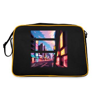 Asien-Stadt - Retro Tasche - Schwarz/Gold - Hinten