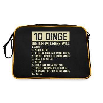 Auto Tuning Schrauber - Retro Tasche - Schwarz/Gold - Hinten