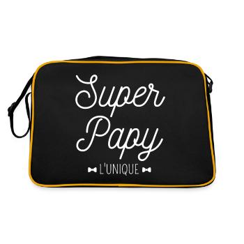 T shirt papy super papy humour papy cadeau - Sac Retro - noir/or - Dos