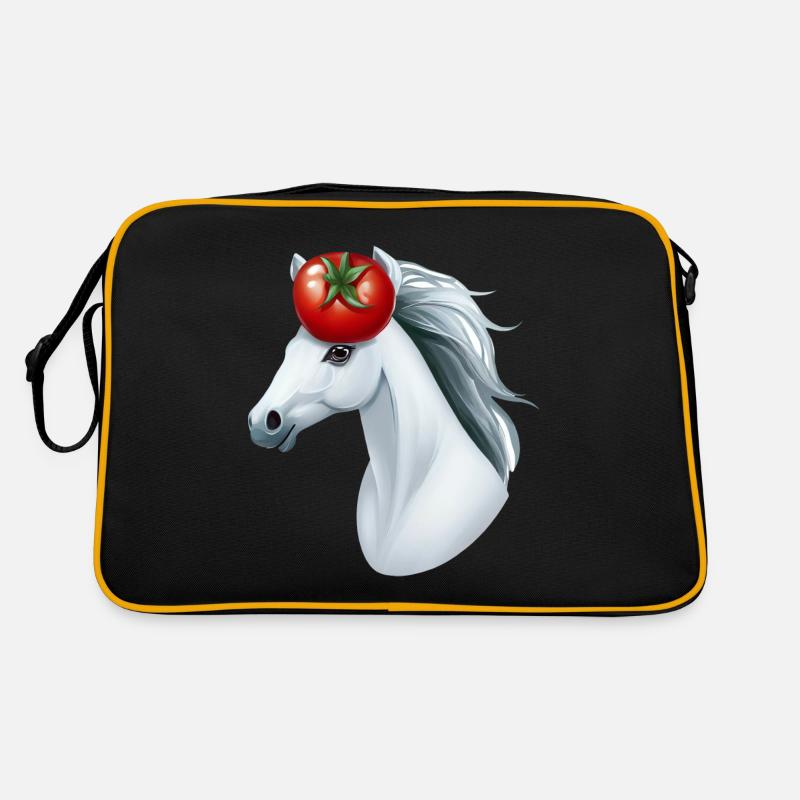Tomate tête de cheval - Creative Horse & Vegetable Design - Sac Retro - noir/or