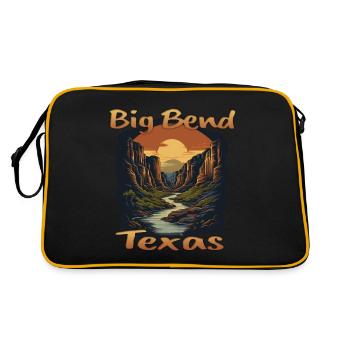 Big Bend with mountains and river - Retro Bag - black/gold - Back