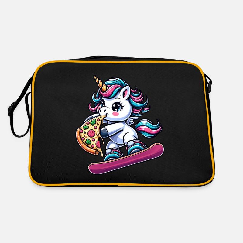 Einhorn-Snowboarder: Pink Pizza-Abenteuer Retro Tasche