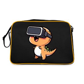 Dino T-Rex in VR Cartoon Virtual Reality - Retro Tasche - Schwarz/Gold - Hinten