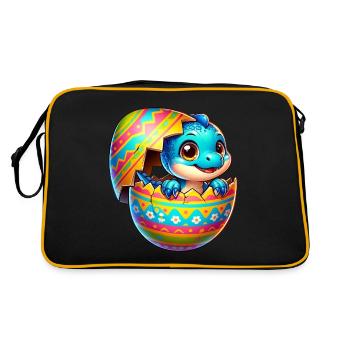 Easter Egg Dino T-Rex Slip Colorful Cartoon - Retro Bag - black/gold - Back