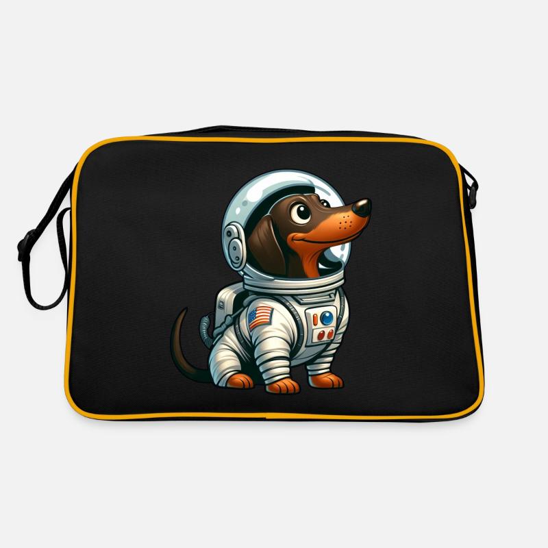 Dackel Astronaut im Weltall Abenteuer Retro Tasche