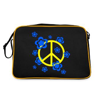 70s Flower Pattern - Retro Bag - black/gold - Back