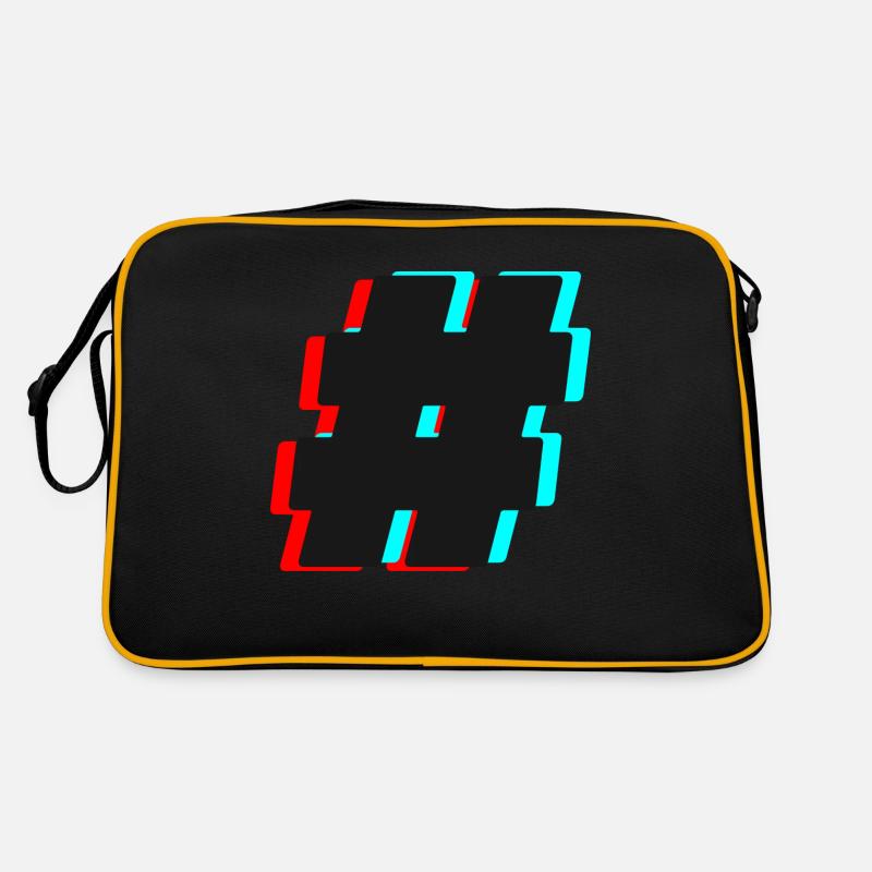 Hashtag # - Retro Tasche - Schwarz/Gold