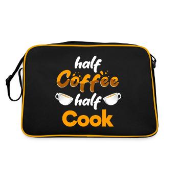 Moitié café Moitié cuisinier Drôle Chef Humour Culinaire - Sac Retro - noir/or - Dos