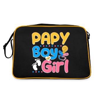 Pink or Blue Papy Loves You Best Dad Ever - Retro Tasche - Schwarz/Gold - Hinten