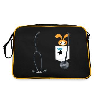 School Career Day Outfit Veterinarian Costume - Retro Tasche - Schwarz/Gold - Hinten