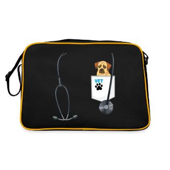 School Career Day Outfit Veterinarian Costume - Retro Tasche - Schwarz/Gold - Hinten