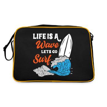 Life Is A Wave Lets Go Surfing - Retro Bag - black/gold - Back
