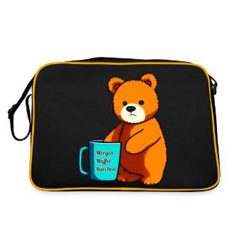 Süßer Morgen Muffel Bärchen mit schlechter Laune - Retro Tasche - Schwarz/Gold - Hinten