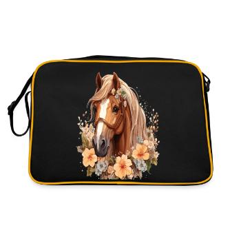 Hottehü mein braunes Rössli Pferdchen - Retro Tasche - Schwarz/Gold - Hinten