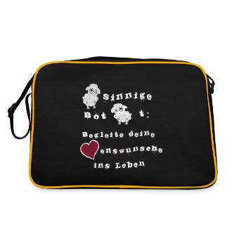 Begleite deine Herzenswünsche ins Leben - Retro Tasche - Schwarz/Gold - Hinten