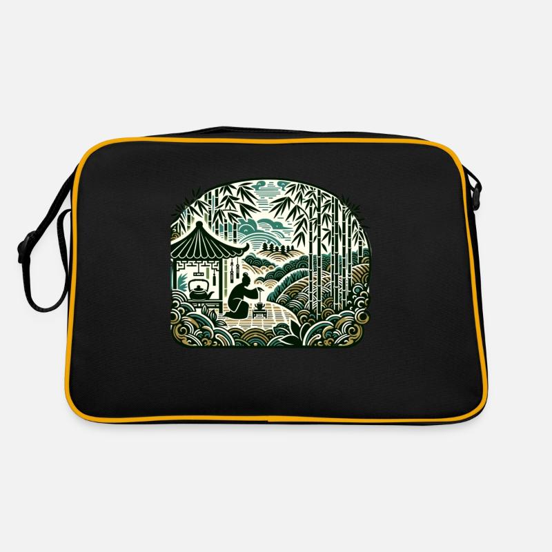 une personne dans une forêt de bambous Sac Retro