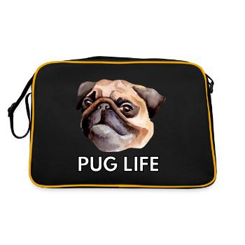 Pug Life Cute Kawaii Funny Dog - Retro Bag - black/gold - Back