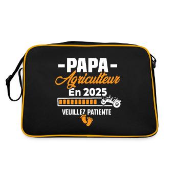 2025 Papa Agriculteur Agriculture Bébé Naissance - Sac Retro - noir/or - Dos