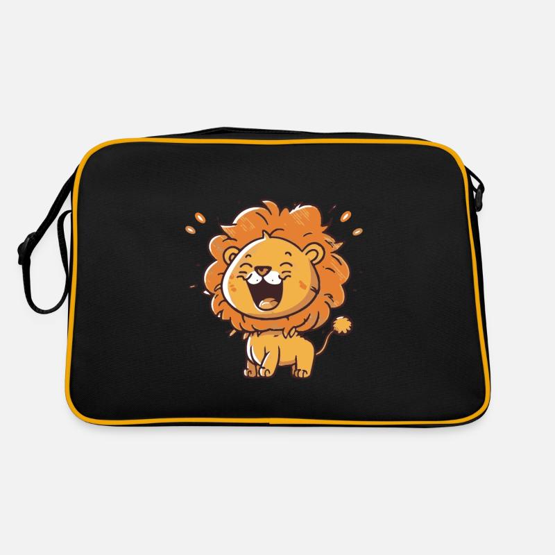 kleiner Löwe - Retro Tasche - Schwarz/Gold