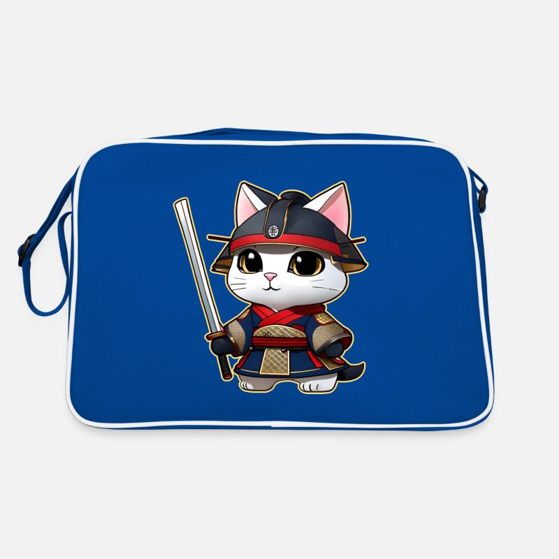 Cute samurai cat Retro Bag