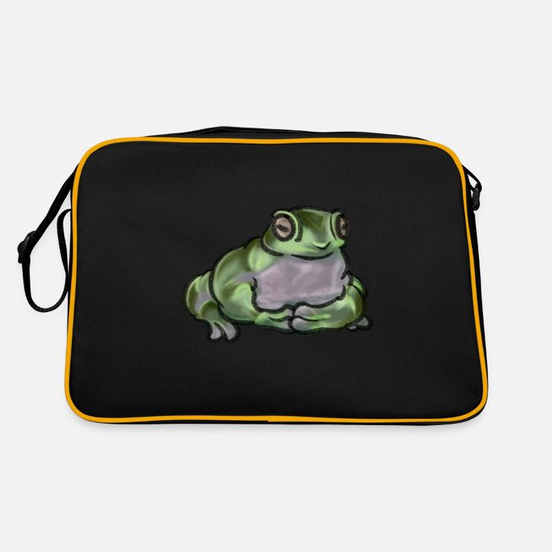 Cute Sitting Frog - Retro Tasche - Schwarz/Gold