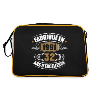 Cadeau d'anniversaire 32 ans, Fabriqué en 1991 - Sac Retro - noir/or - Dos