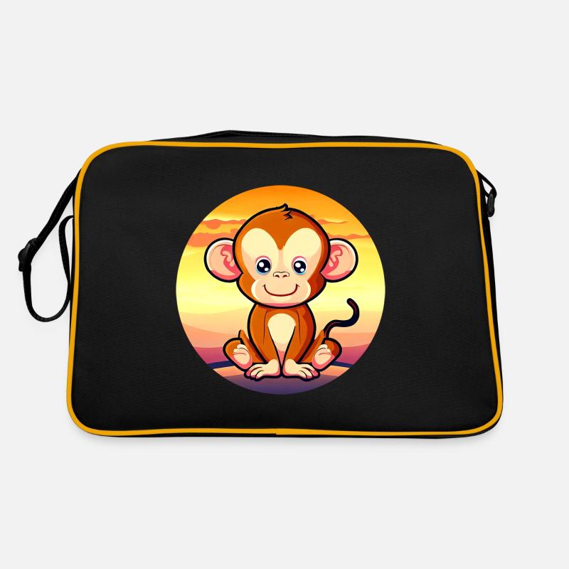 Cute Monkey Chimpanzee Sunset Design Retro Bag