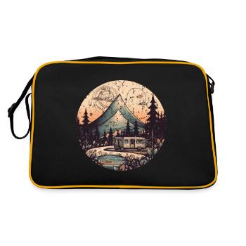 tentes camping randonnée coucher de soleil Rétro Grunge moderne - Sac Retro - noir/or - Dos