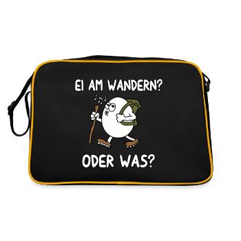Ei am wandern - Retro Tasche - Schwarz/Gold - Hinten