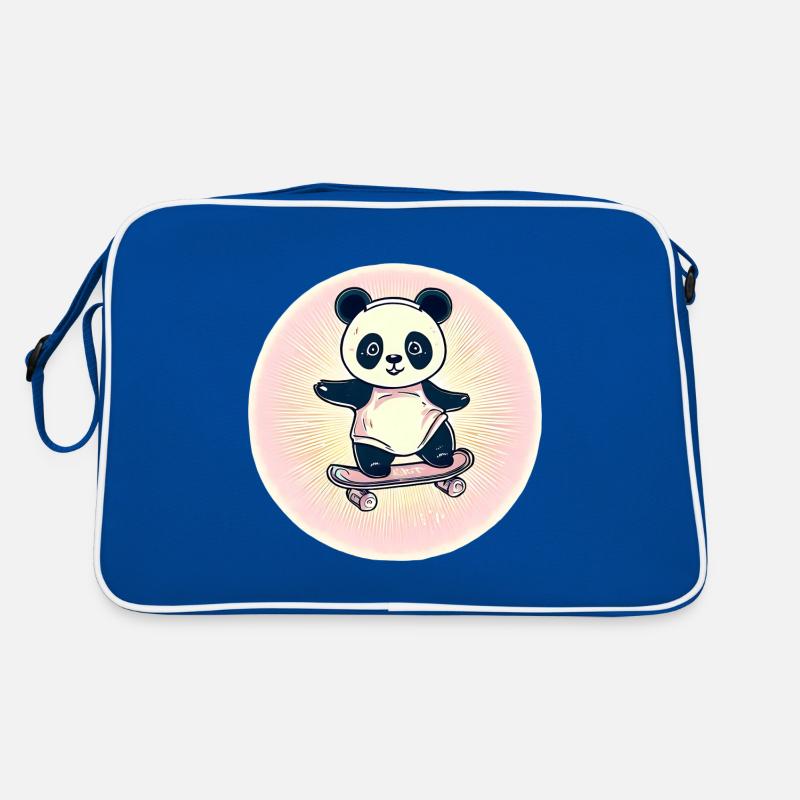 Panda skateboard au coucher du soleil Sac Retro