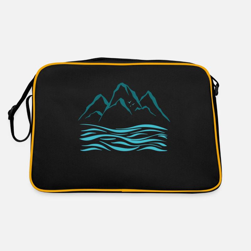 Bekleidung und Accessoires mit Bergblick - Retro Tasche - Schwarz/Gold