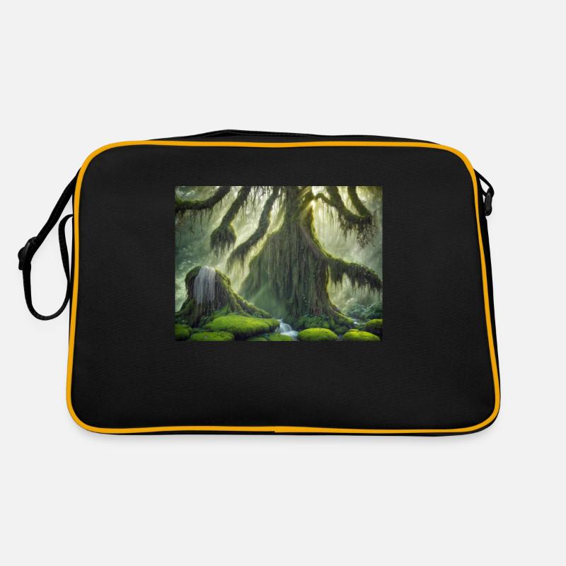 Flüsternde Bäume - Retro Tasche - Schwarz/Gold