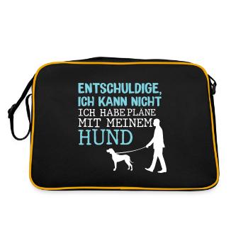 Hunde – Shirt Hundepapa Hundeglück Pfote Geschenk - Retro Tasche - Schwarz/Gold - Hinten