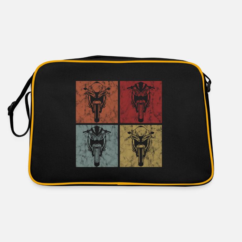 Motorräder Motorrad Biker Retro Motorradfahrer - Retro Tasche - Schwarz/Gold