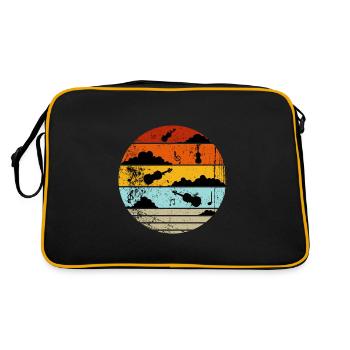 Geige, Geige und Noten - Retro Tasche - Schwarz/Gold - Hinten