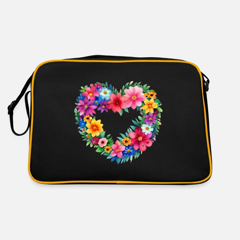 Kranz Herz - Retro Tasche - Schwarz/Gold