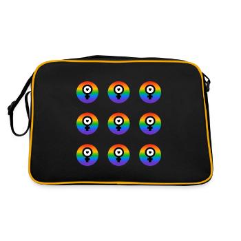 Feministische Ikonen - Regenbogenflagge - Retro Tasche - Schwarz/Gold - Hinten