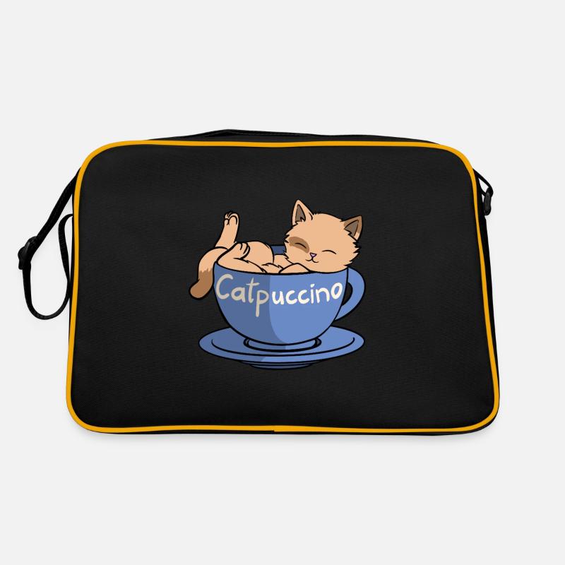 Catpuccino - Retro Tasche - Schwarz/Gold