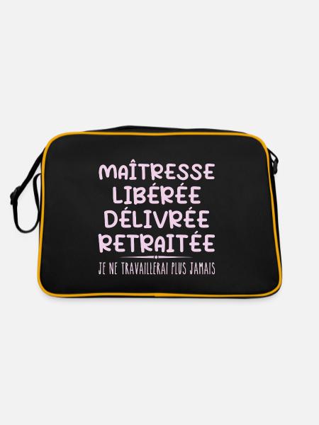 Maîtresse célèbre sa retraite avec humour cadeau - Sac Retro - noir/or - Dos