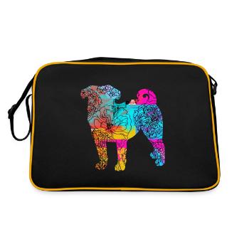 Idée cadeau Fleurs de chien carlin - Sac Retro - noir/or - Dos