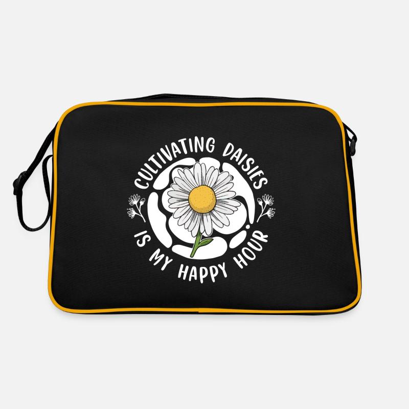 Hobbygärtner Garten Gärtner Gänseblume - Retro Tasche - Schwarz/Gold