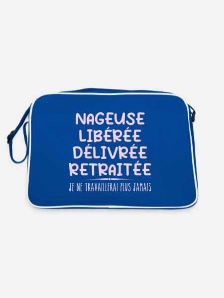 Schwimmer feiert Ruhestand mit Humorgeschenk - Retro Tasche - Blau/Weiß - Hinten