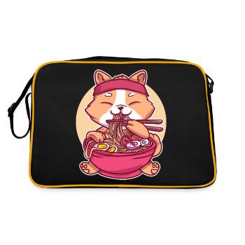 Kawaii Ramen Cat Nouilles Japonaises Gourmet - Sac Retro - noir/or - Dos