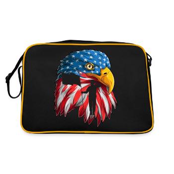 Gedenktag Vierter Juli Adler USA Flagge Soldat Vet - Retro Tasche - Schwarz/Gold - Hinten